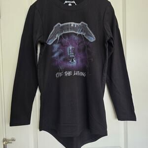 NWOT Mens Licensed Black Metallica Ride the Lightning Terry Tunic T-Shirt Size S